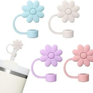 WK IEASON 4pcs Silicone Straw Cover Lids for Stanley Cup 40/30 Oz, Stanley Cup Accessories for Reusable Straws 0.4 in/10 mm Diameter Straw Toppers, Dust-Proof Drinking Straw Tips Protector