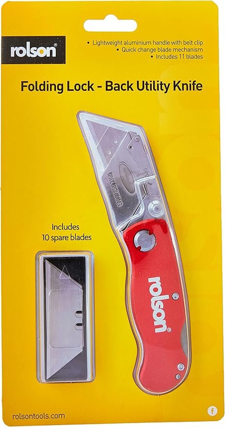 Rolson 62845 Folding Lock-Back Knife, Red, Grey