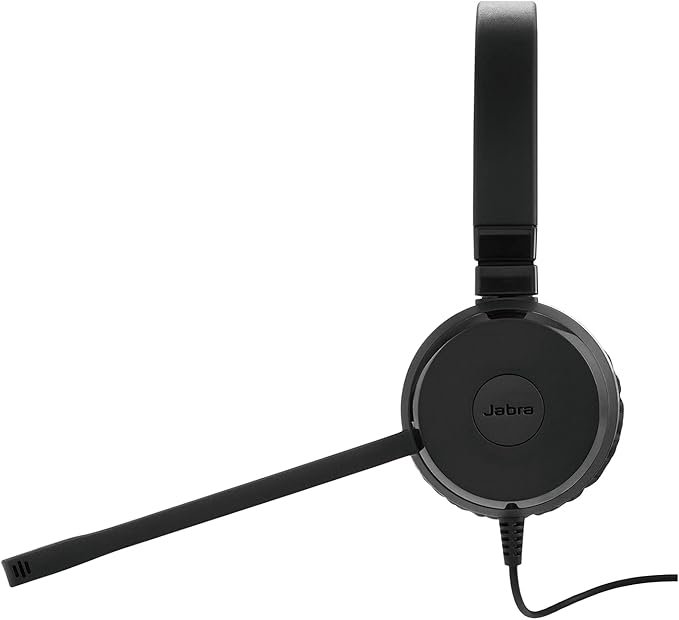 Jabra Evolve 20 UC Stereo Headset – Unified Communications Headphones for VoIP Softphone with Passive Noise Cancellation – USB-A Cable with Controller – Black