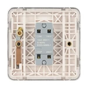 Schneider Electric Lisse Screwless Deco - Single 2 Way Light Switch, 10AX, GGBL1012WPC, Polished Chrome with White Insert