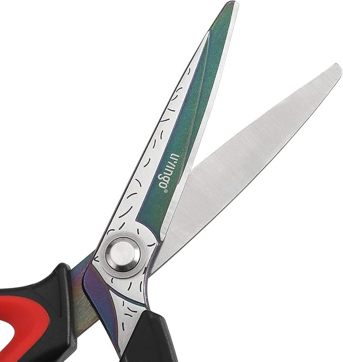 LIVINGO 10" Multipurpose Heavy Duty Scissors, Titanium Coating Ultra Sharp Forged Stainless Steel Tool Industrial Cutting Shears