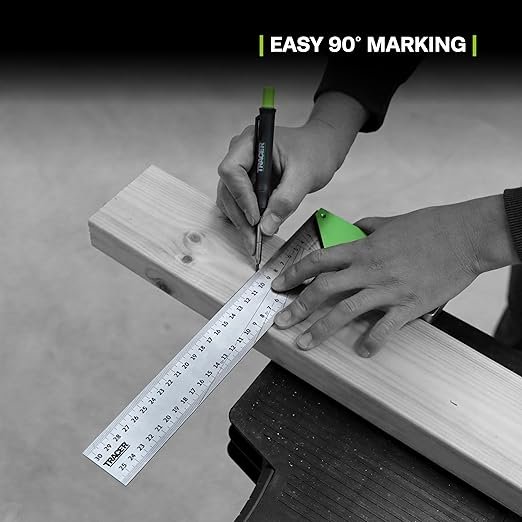 TRACER Carpenters Square 300mm (12 Inch). Carpentry Marking Tool. Try Square with 2 sets of angle lines