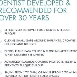 UltraDEX Wire Free Interdental Brush, Wire Free Flexible Floss Aid, Fluoride Coated, Medium/Large 20 Pack White