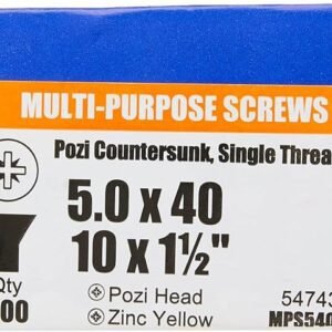 ForgeFix Multi-Purpose Single Thread Screws | 5.0 x 40mm | Zinc Yellow Passivated | Box 200