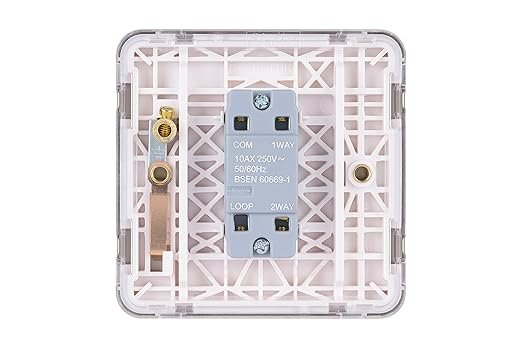 Schneider Electric Lisse Screwless Deco - Single 2 Way Light Switch, 10AX, GGBL1012WSS, Stainless Steel with White Insert