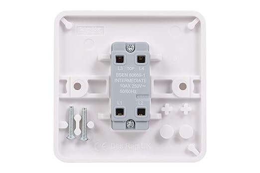 Schneider Electric Lisse White Moulded - Single Intermediate 2 Way Light Switch, 10AX, GGBL1014S, White