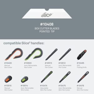 Slice 10408 Replacement Ceramic Blades (Pointed Tip) | Pack of 4 | Finger-Friendly, Dual-Sided Ceramic Safety Blades | Last Up to 11X Longer Than Traditional Blades